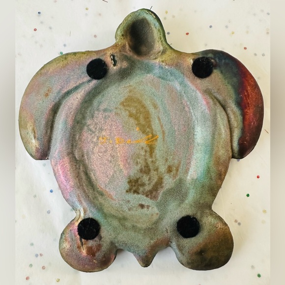 ONE Ben Diller Raku Pottery 5" Sea Turtle Handmade Figurine Sculpture Hawaii - Picture 4 of 8